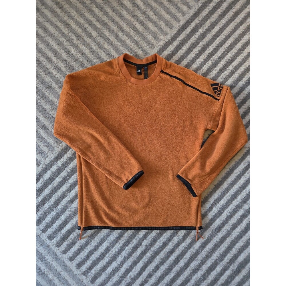 Adidas Women's Burnt Orange Crewneck Fleece with Side Zippers Size M